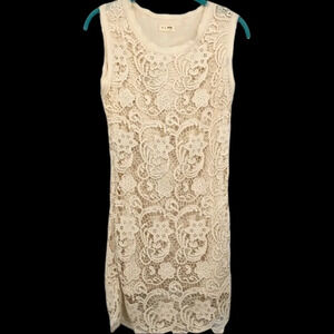 BLVD lace chrochet ivory dress Small Anthropologie wedding, rehearsal, party